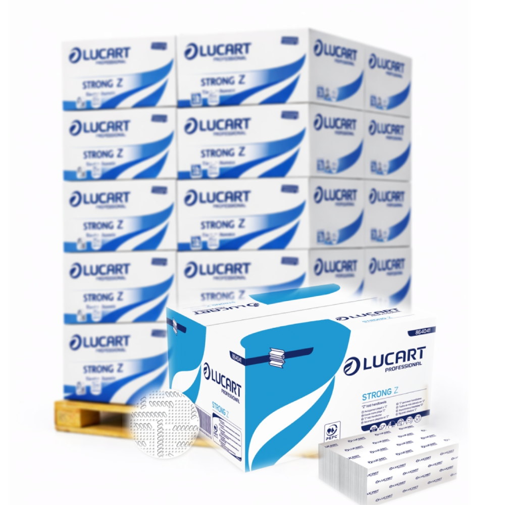 Lucart 864041 Papierhandtücher Z-Falz 2-lagig weiss – robust (3000 Blatt)