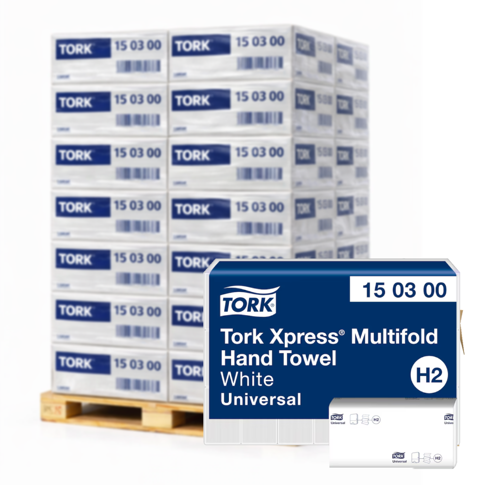 Tork 150300 Papierhandtücher H2 2-lagig extra lang – Multifold weiss (3360 Blatt)